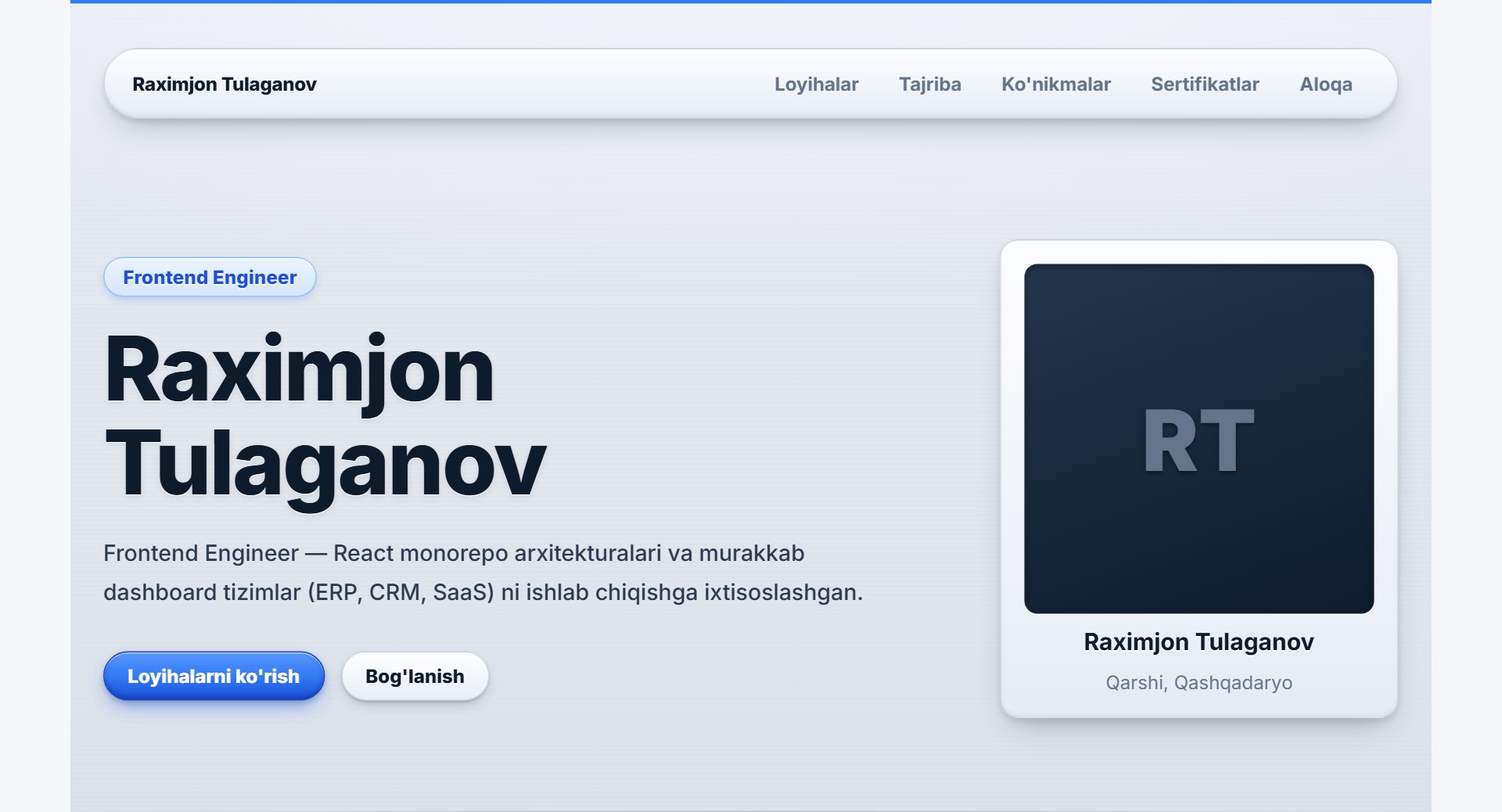 Minimal portfolio shabloni preview